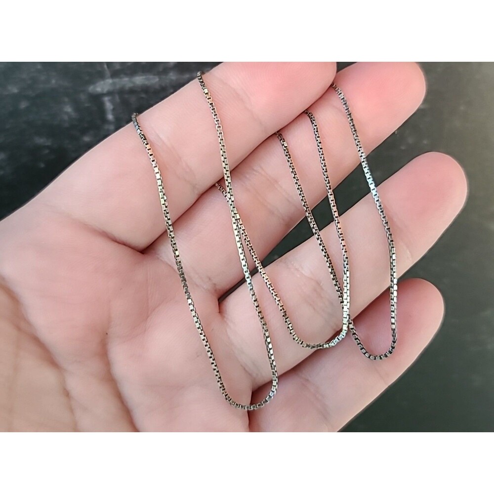 925 Sterling Silver Box Chain Necklace Vintage Italy, READ Description